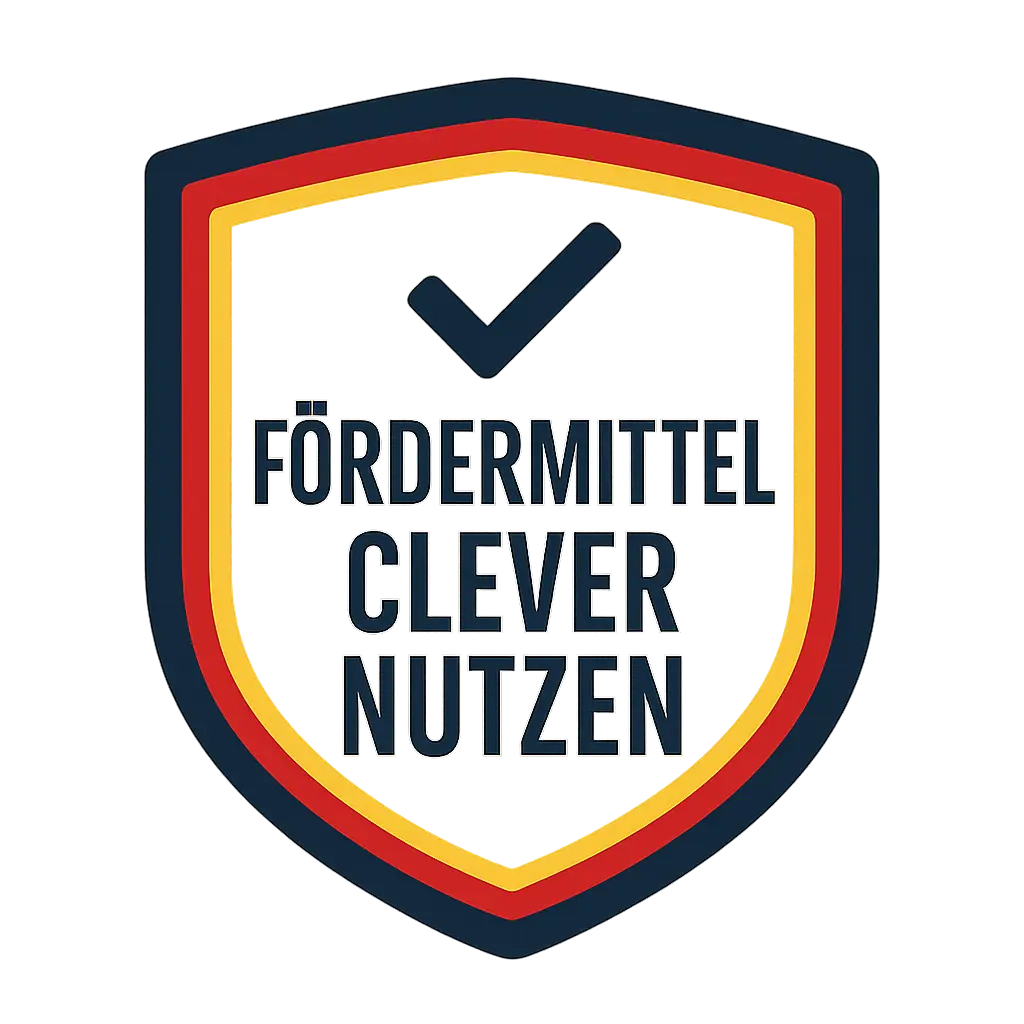 Logo mit dem Text Fördermittel clever nutzen, um die Nutzung von Fördermitteln zu fördern.